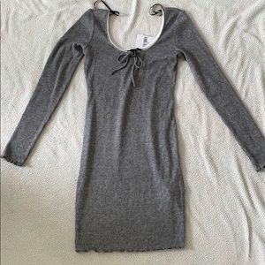 Ribbed Gray Bodycon Knit Dress